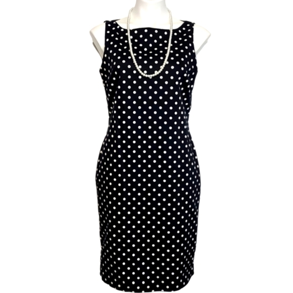 Lauren Ralph Lauren Dresses & Skirts - Vintage Lauren Ralph Lauren Black And White Polka Dot Sheath Dress Size 8